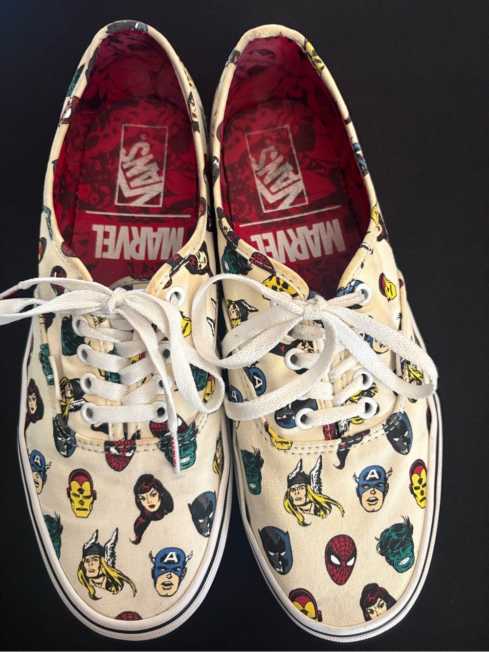 Vans Marvel Comic Character Canvas Sneakers in Cream and Red